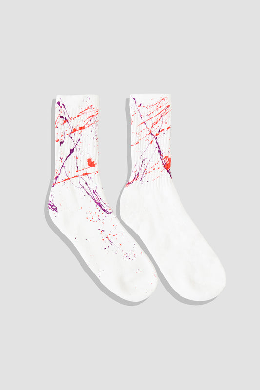 Hand Painted Socks White - Multi