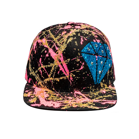 Blingtastic BLACK 5 Panel Cotton Flat Bill Snapback