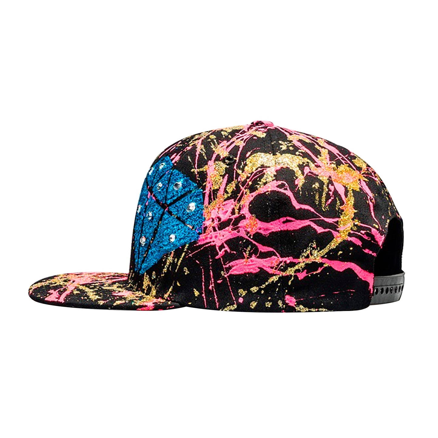 Blingtastic BLACK 5 Panel Cotton Flat Bill Snapback