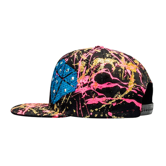 Blingtastic BLACK 5 Panel Cotton Flat Bill Snapback