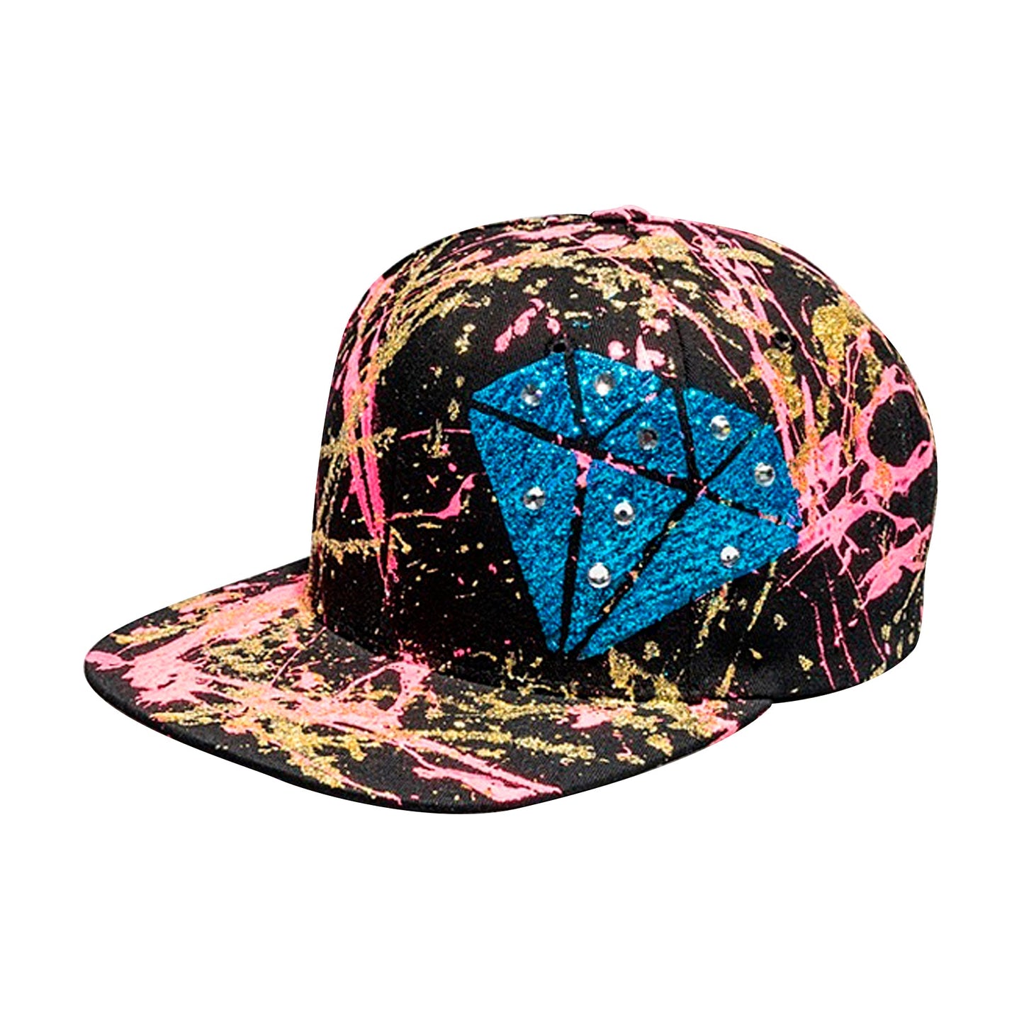 Blingtastic BLACK 5 Panel Cotton Flat Bill Snapback