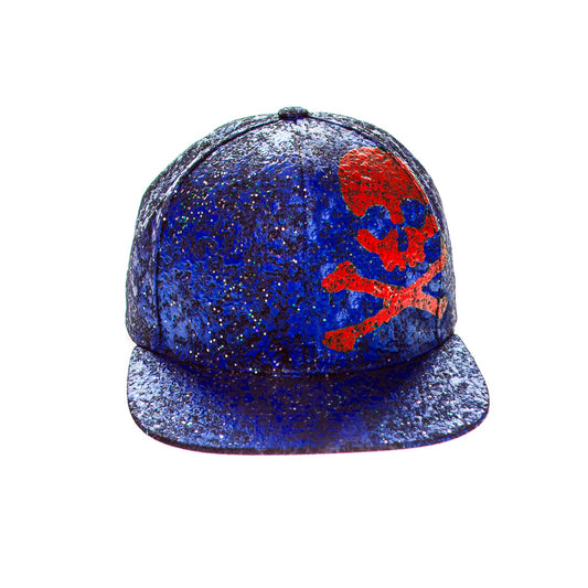 High on Hat BLUE 5 Panel Cotton Flat Bill Snapback