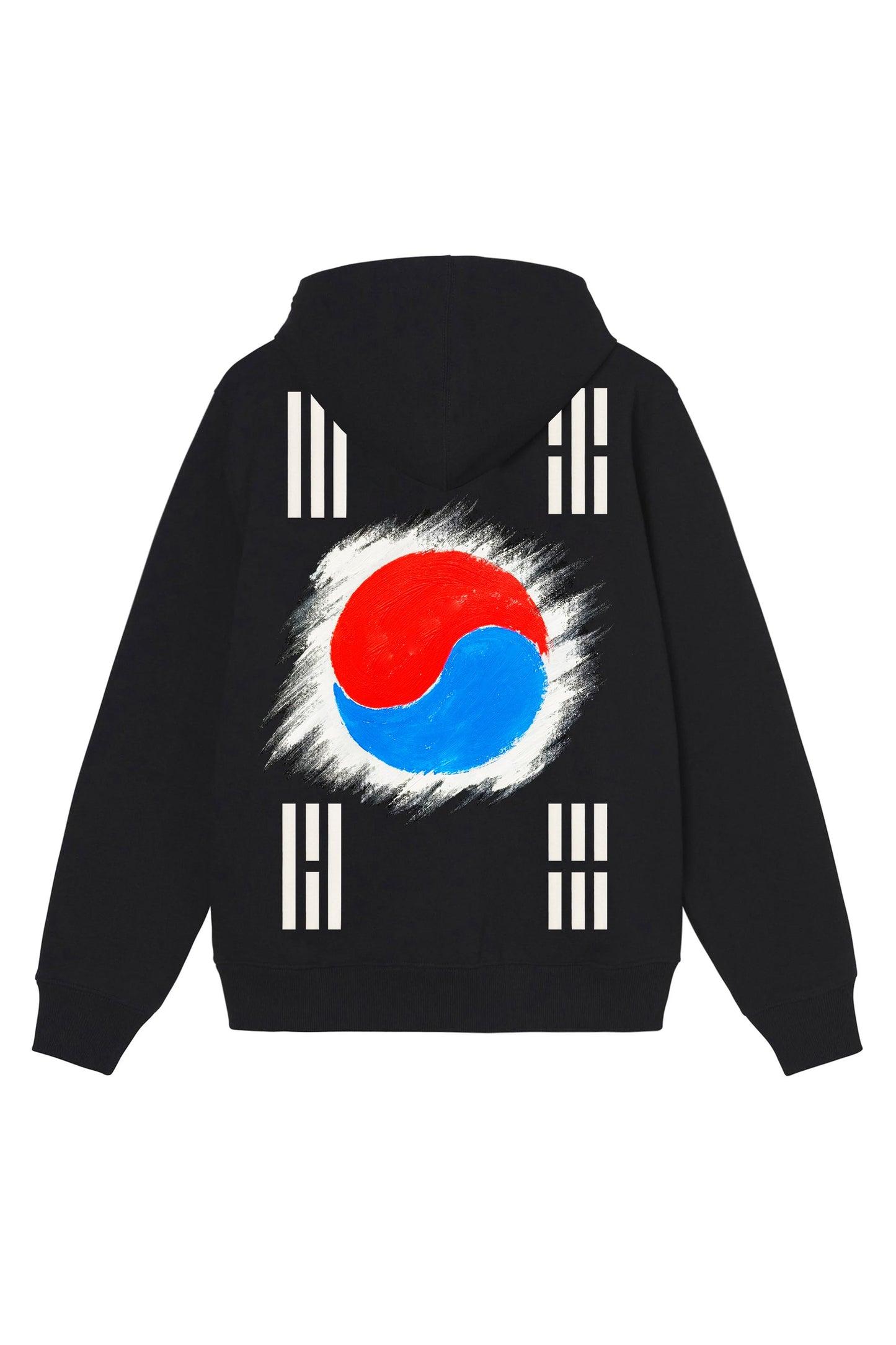 South Korea Flag Hand Painted Art Work Zip Up Black