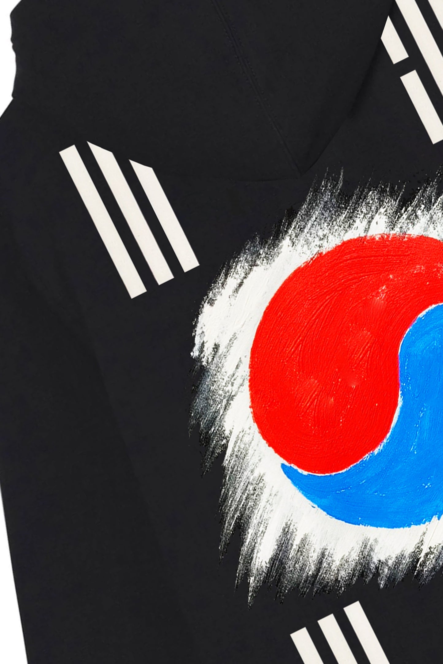 South Korea Flag Hand Painted Art Work Zip Up Black