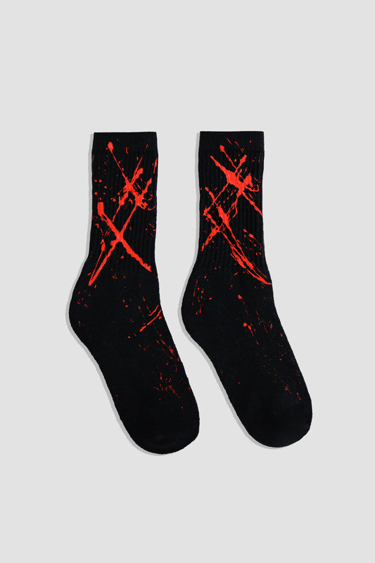 Hand Painted Socks Black - Orange