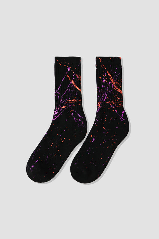 Hand Painted Socks Black - Multi