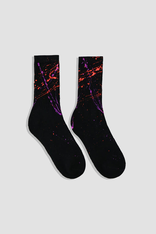 Hand Painted Socks Black - Multi