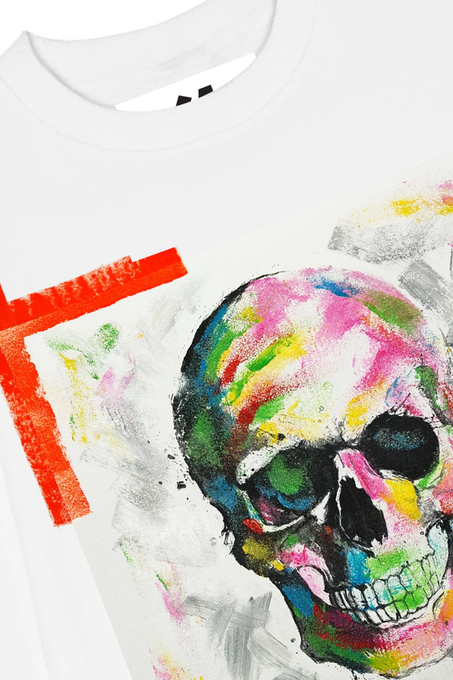 Skull Print W/Hand Painted Art Work Crew White