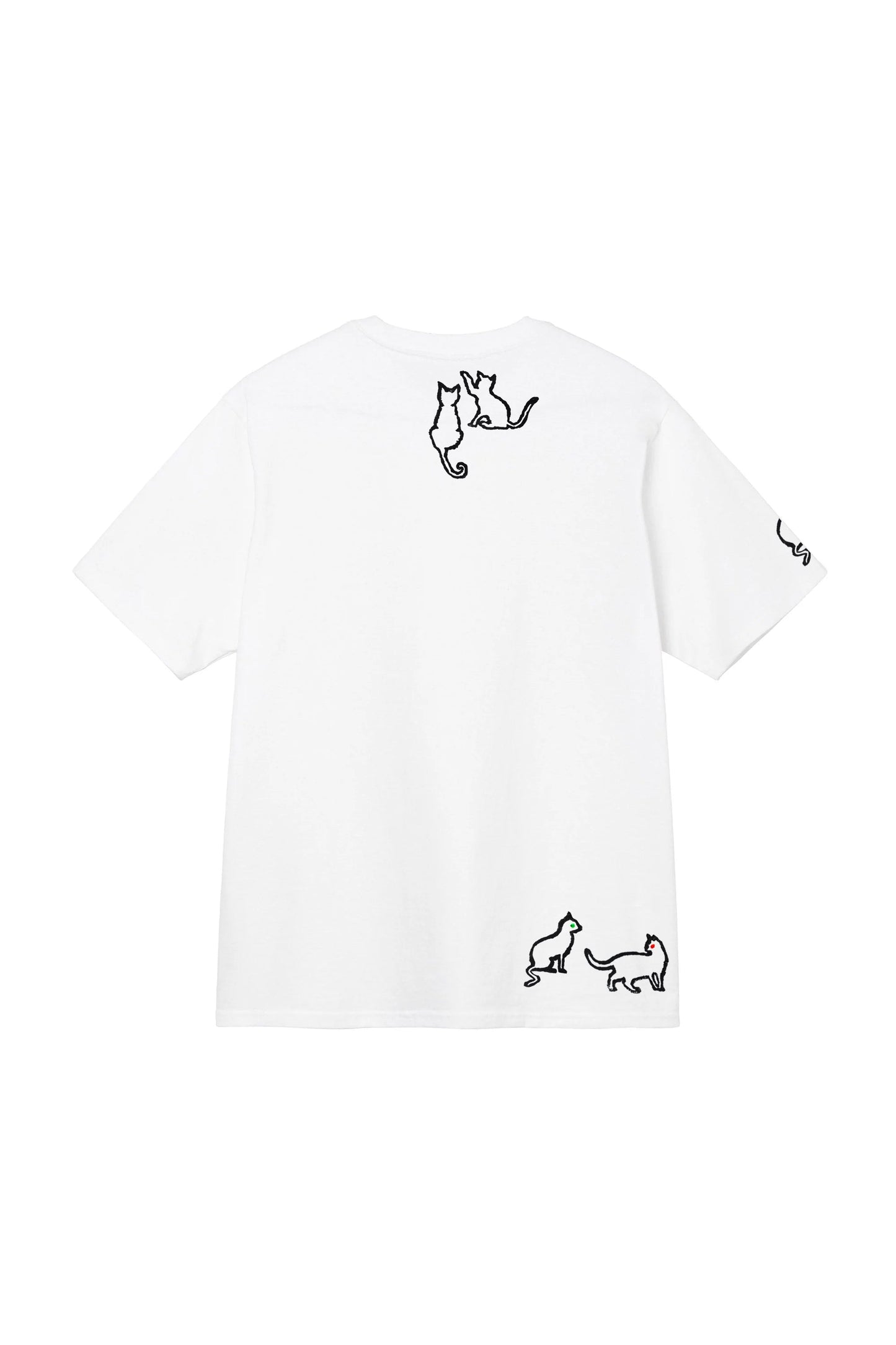 Cats Hand Painted Art Work Tee White