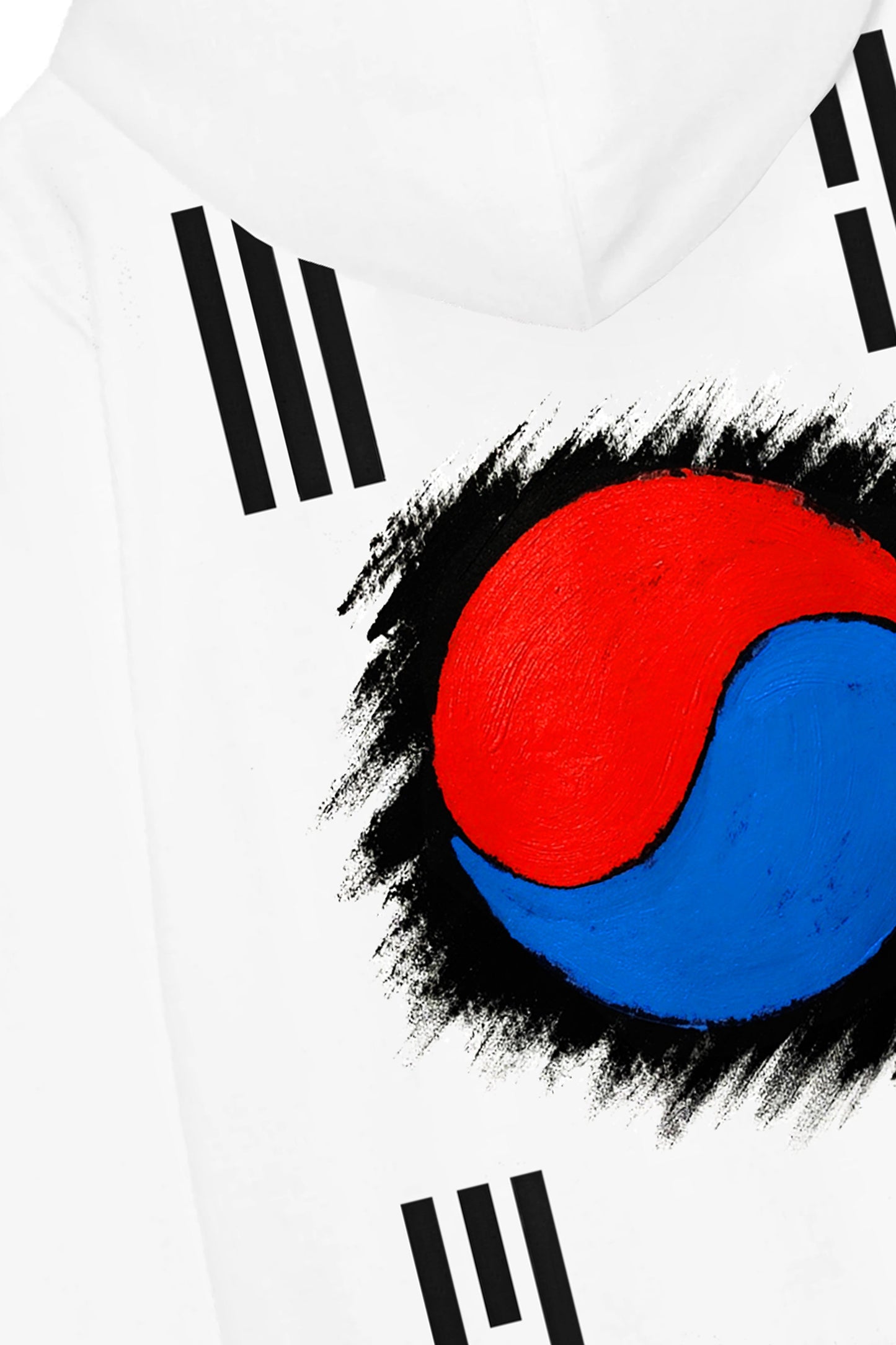 South Korea Flag Hand Painted Art Work Zip Up White