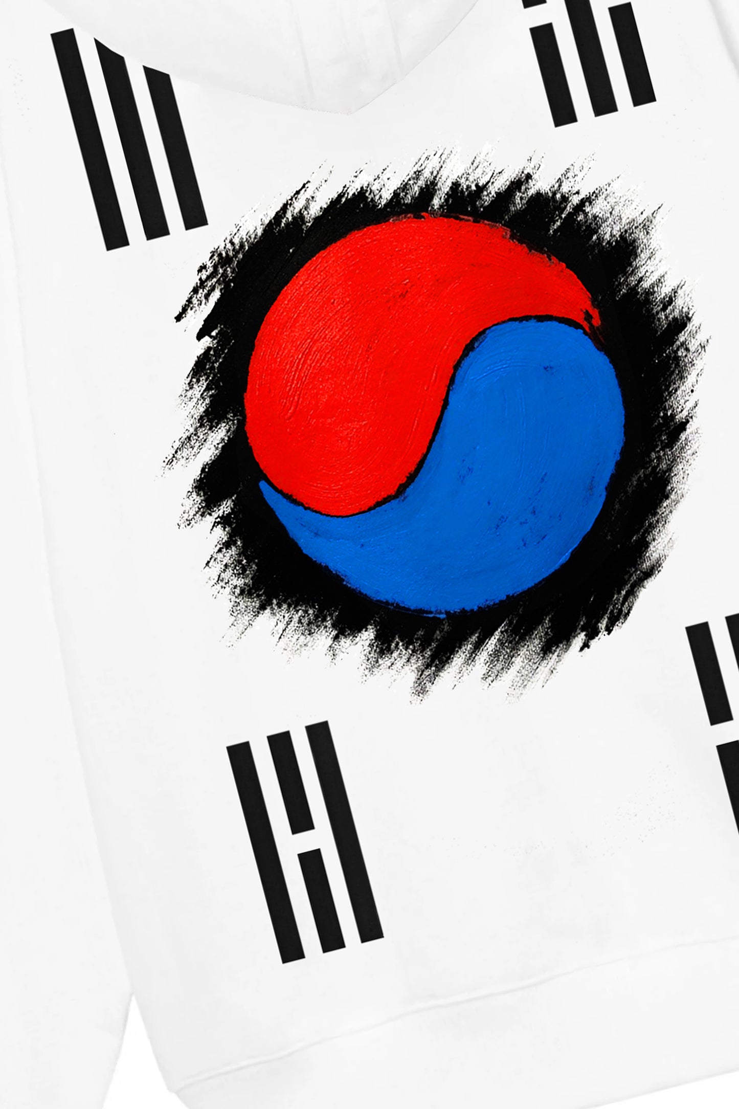 South Korea Flag Hand Painted Art Work Zip Up White