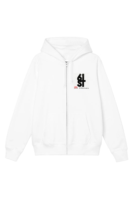 South Korea Flag Hand Painted Art Work Zip Up White