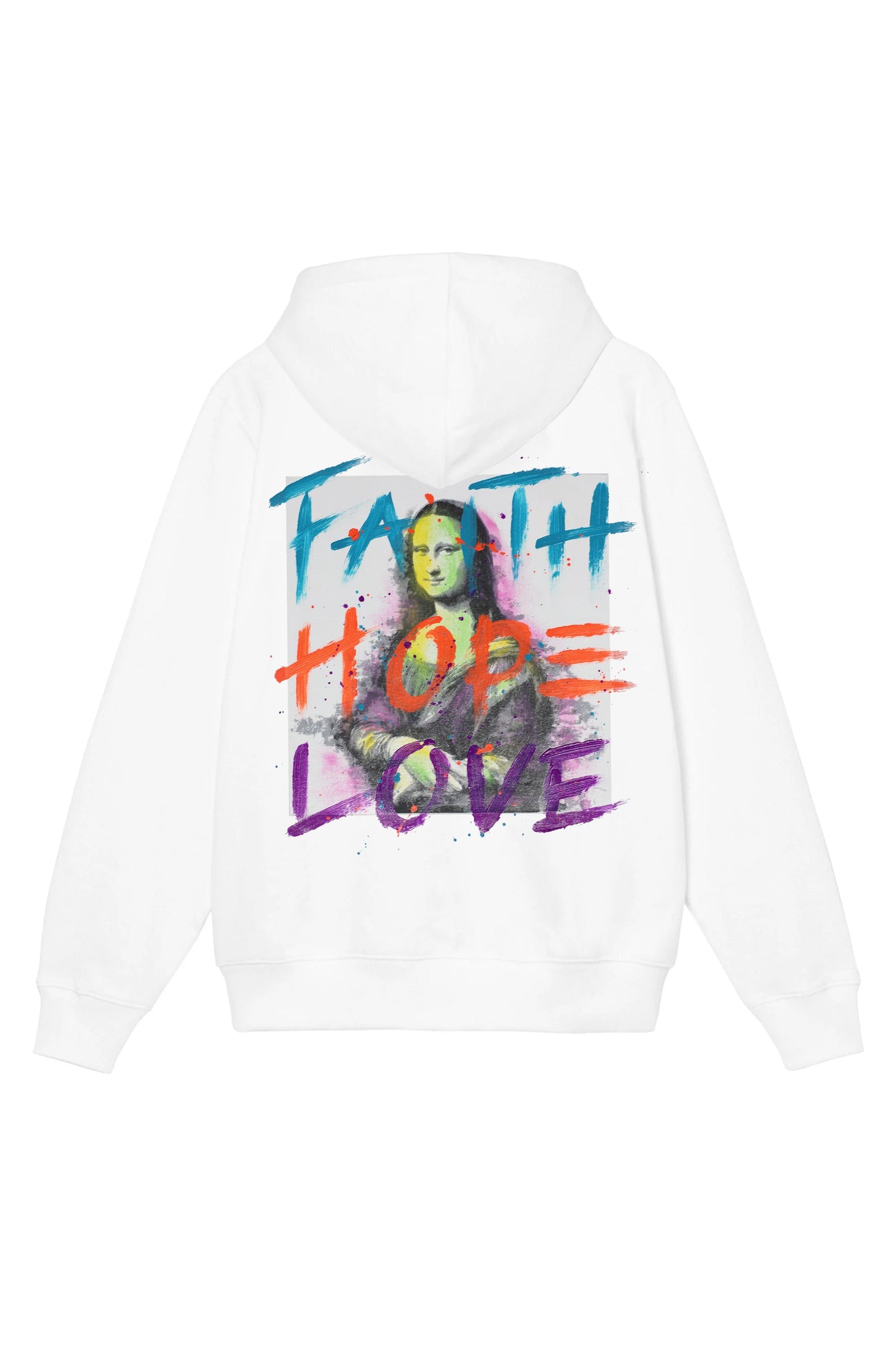 Monalisa Print W/Hand Painted Art Work Zip Up White