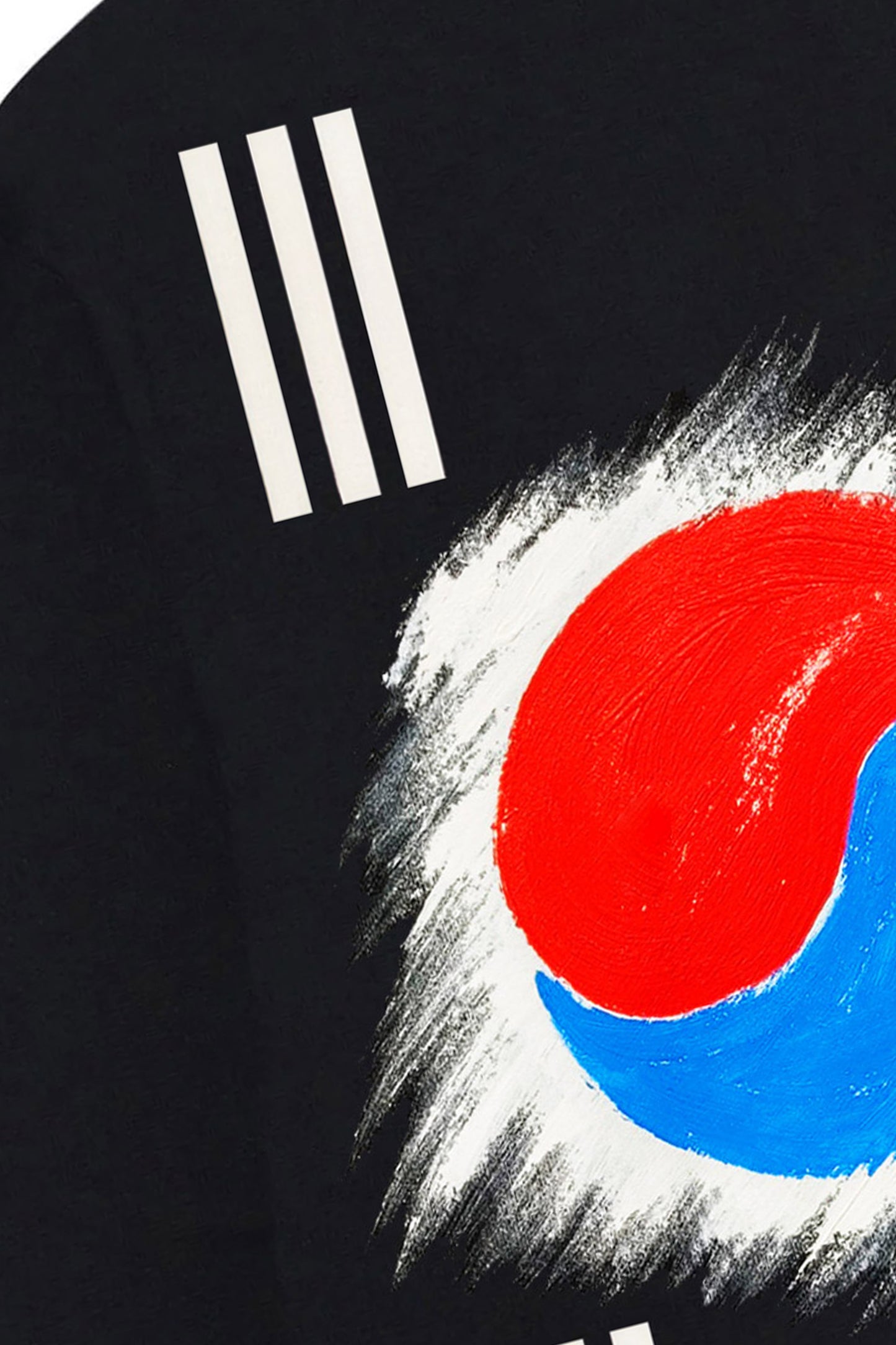 South Korea Flag Hand Painted Art Work Crew Black