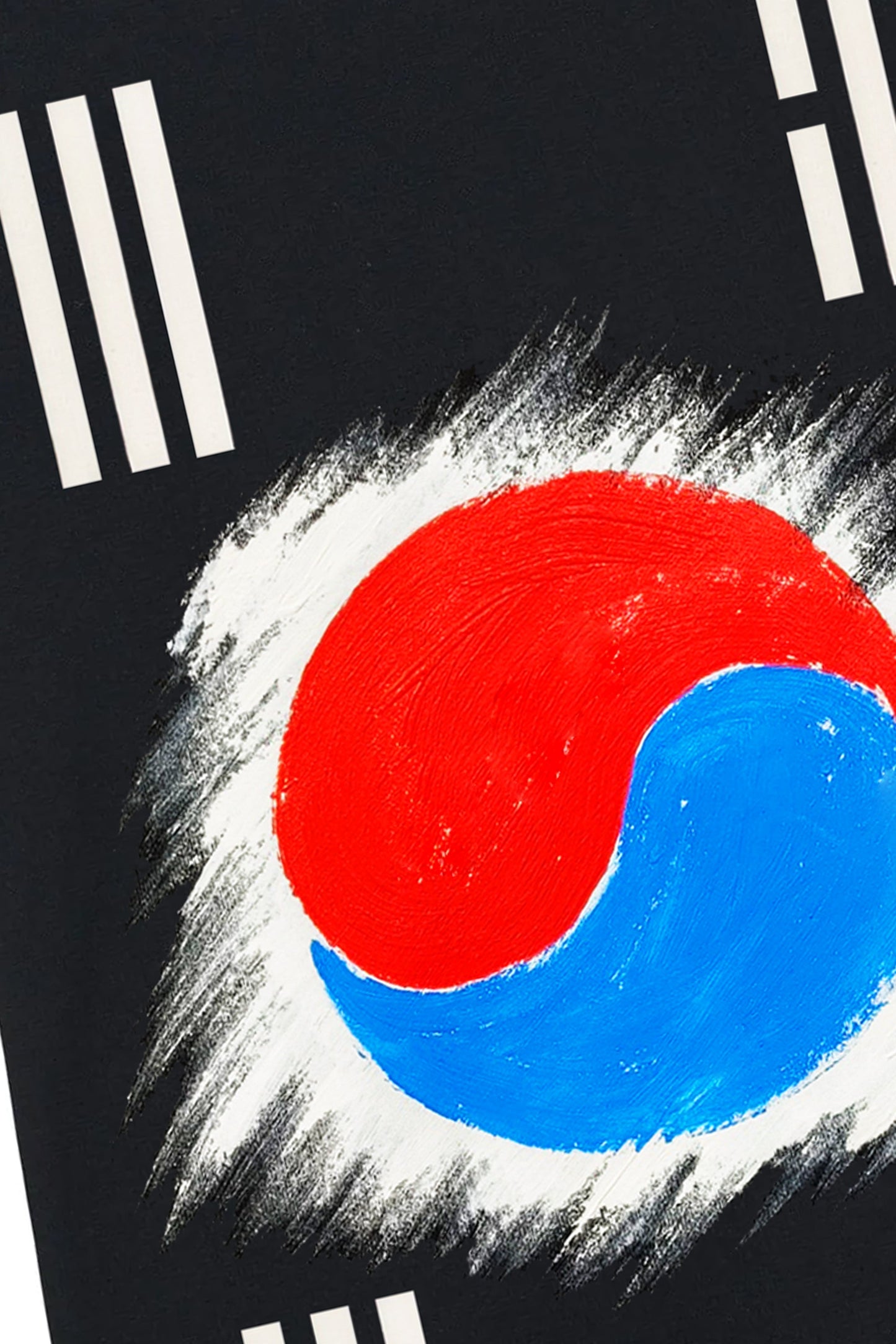 South Korea Flag Hand Painted Art Work Tee Black