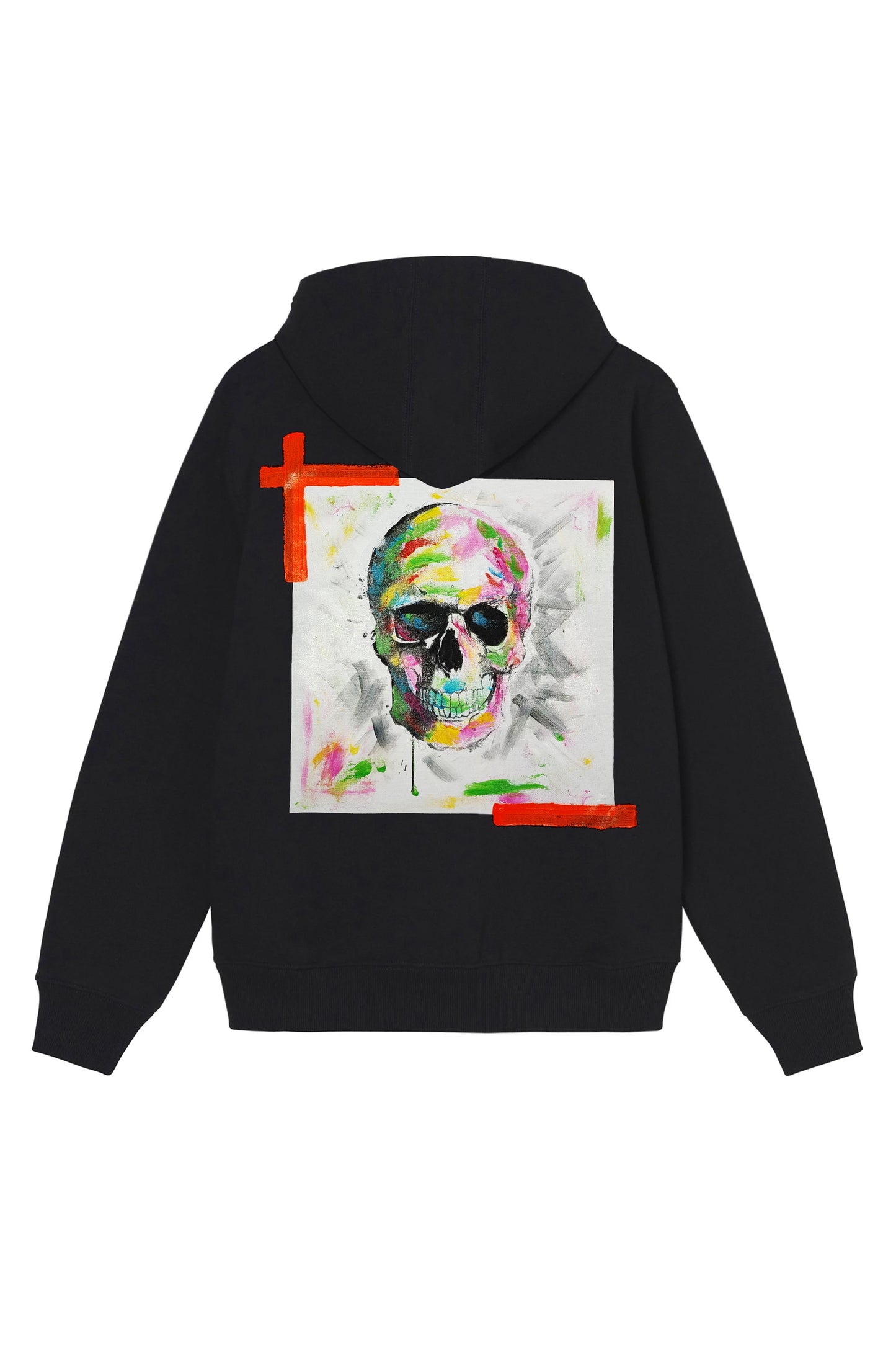 Skull Print W/Hand Painted Art Work Zip Up Black