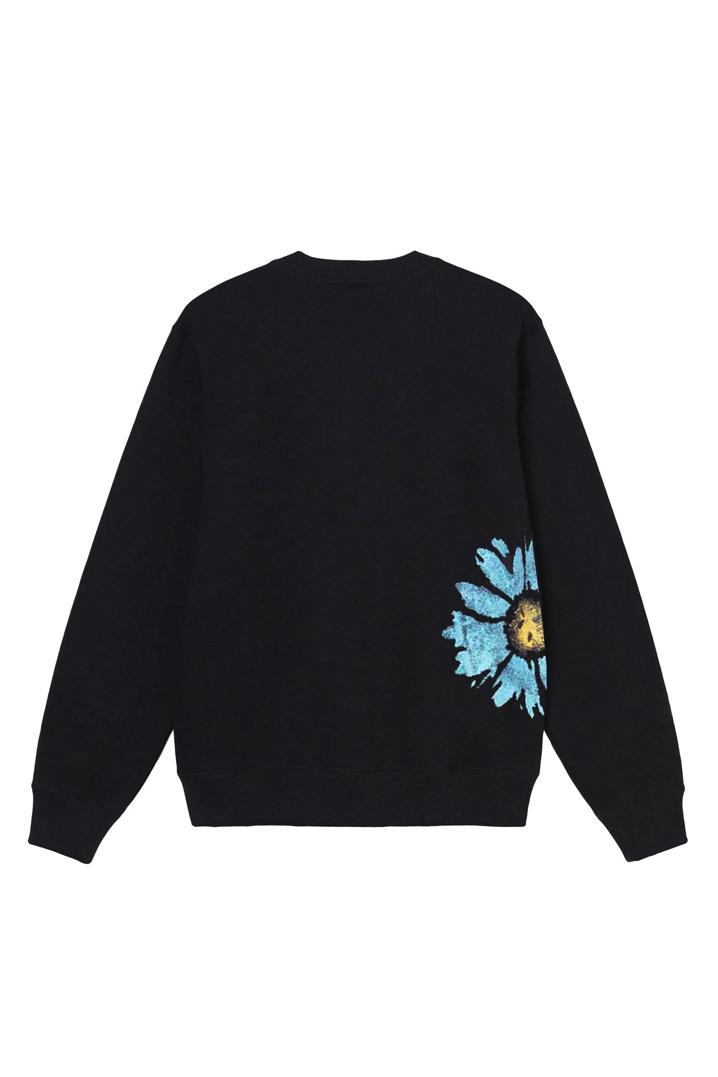 Multi Color Daisy Floral Hand Painted Crew Black