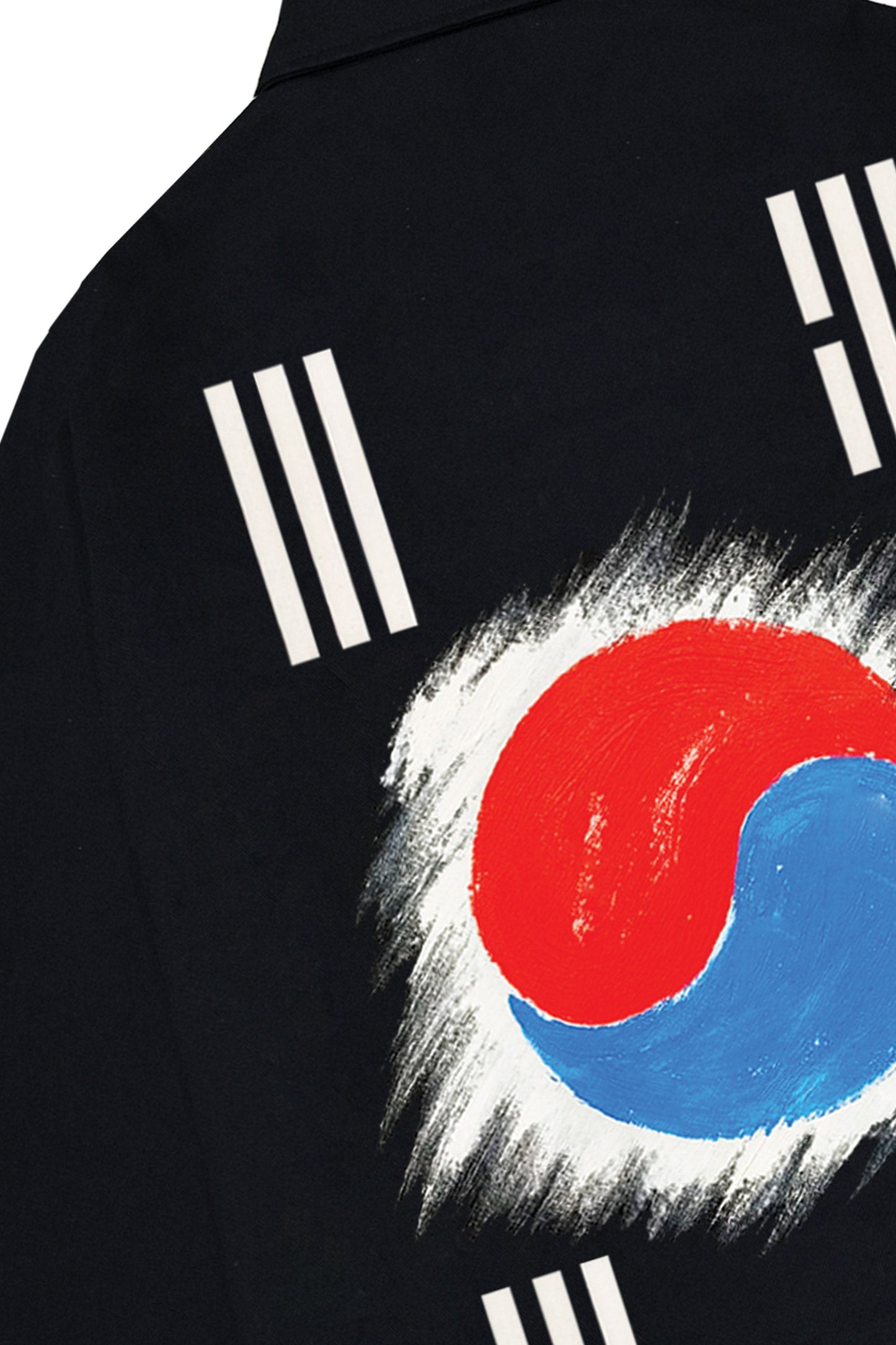 South Korea Flag Hand Painted Art Work Black Denim Jacket