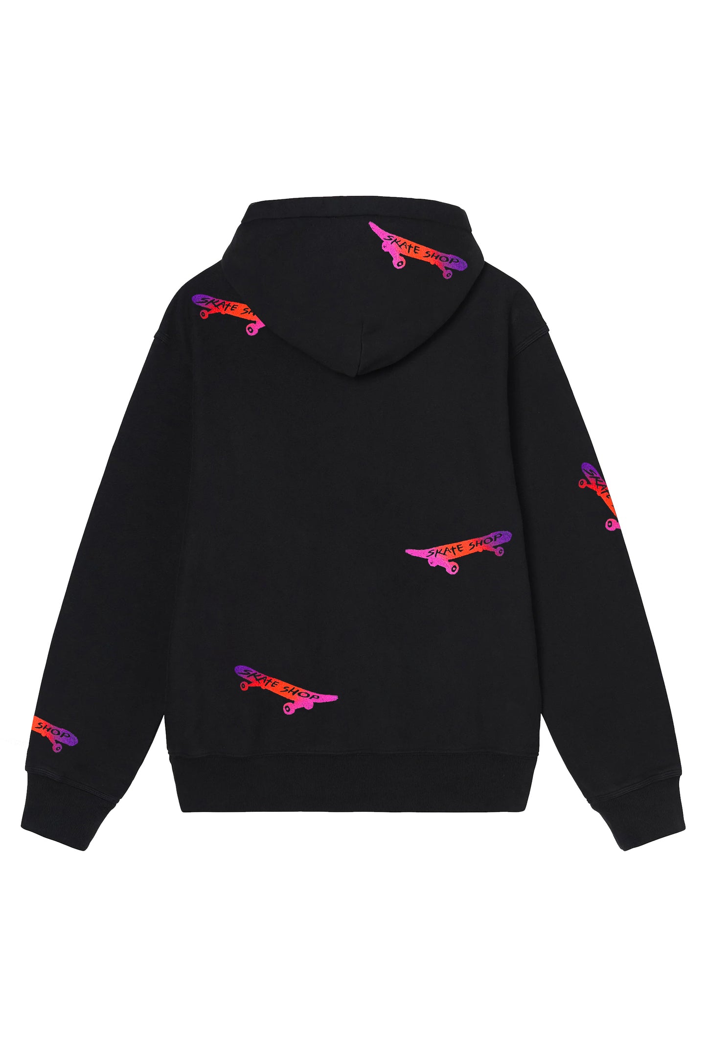 Skateboard Hand Painted Art Work Hoodie Black - Multi