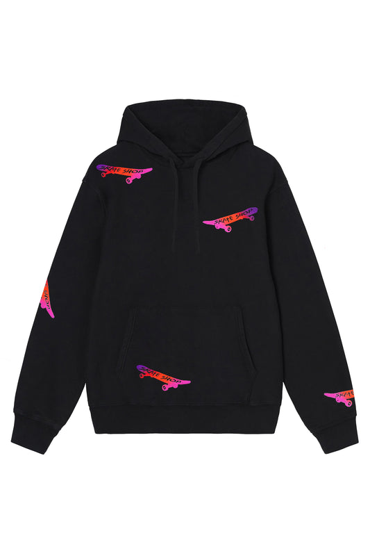 Skateboard Hand Painted Art Work Hoodie Black - Multi