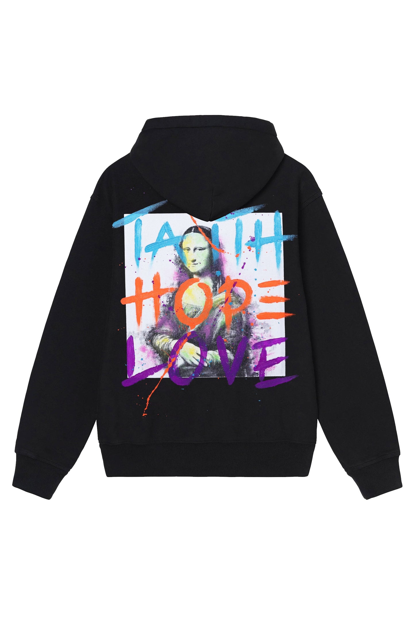 Monalisa Print W/Hand Painted Art Work Hoodie Black