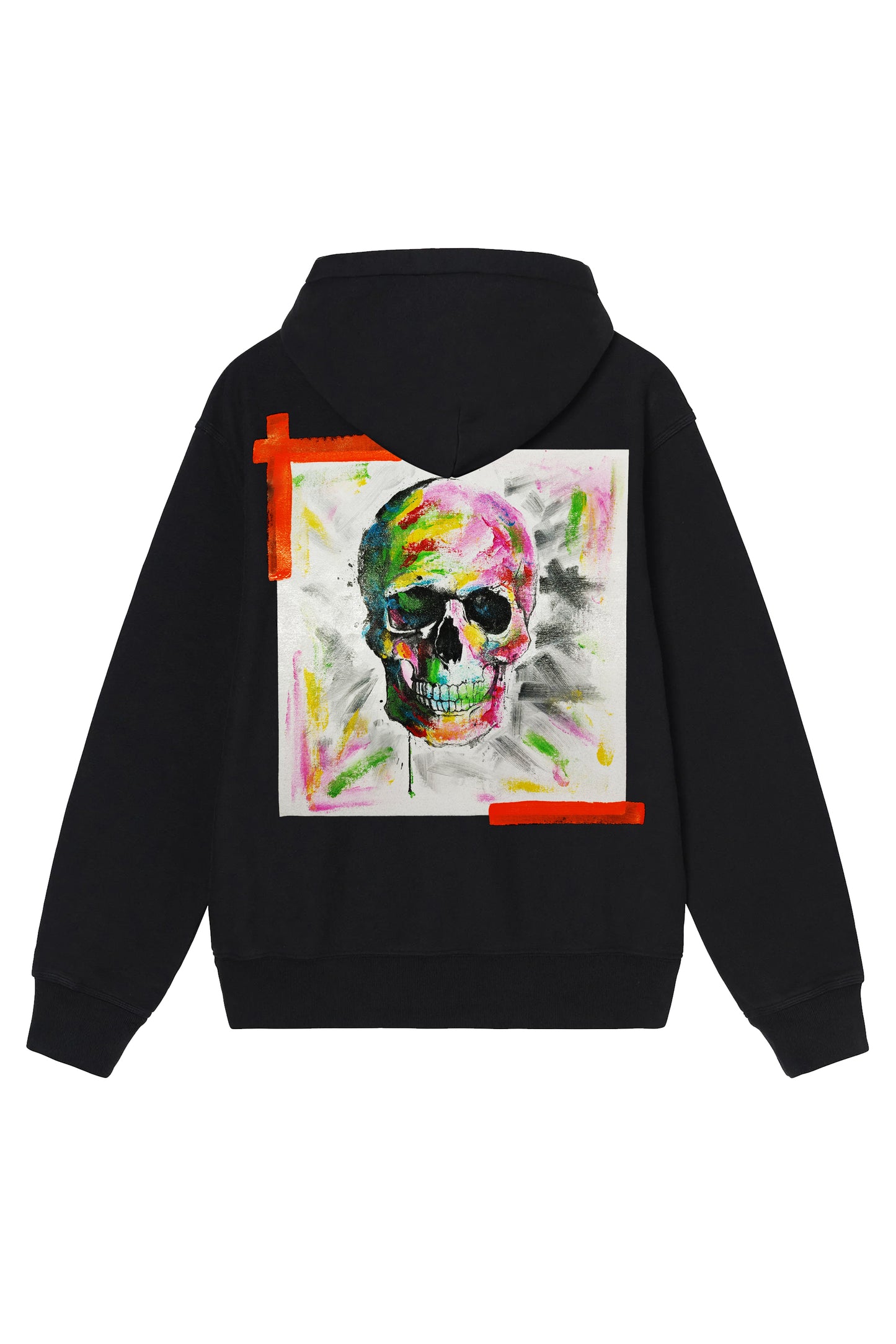 Skull Print W/Hand Painted Art Work Hoodie Black