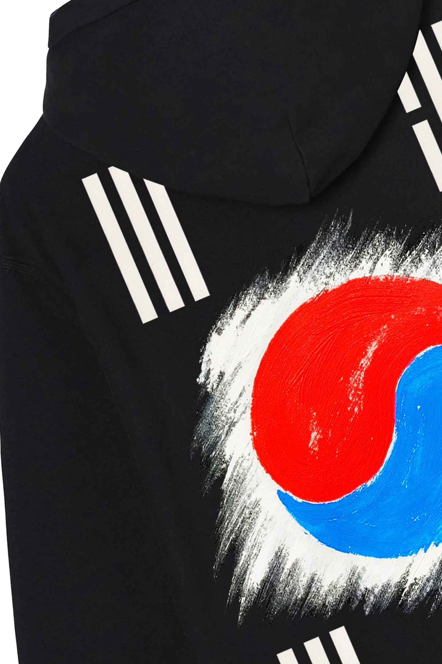 South Korea Flag Hand Painted Art Work Hoodie Black