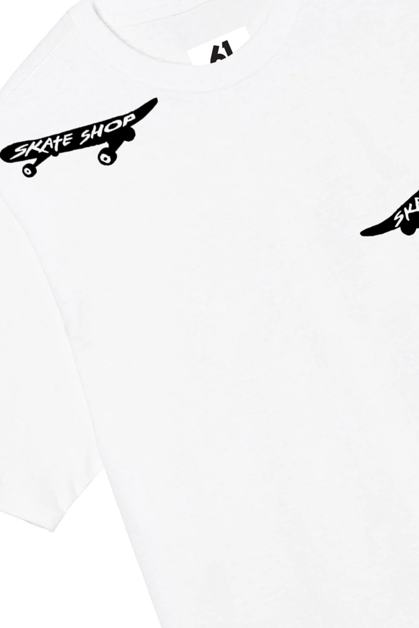 Skateboard Hand Painted Art Work Tee White - Black