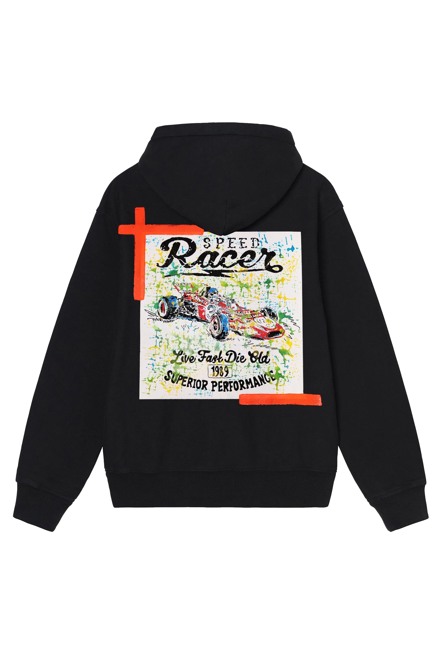 Racing Car Print W/Hand Painted Art Work Hoodie Black