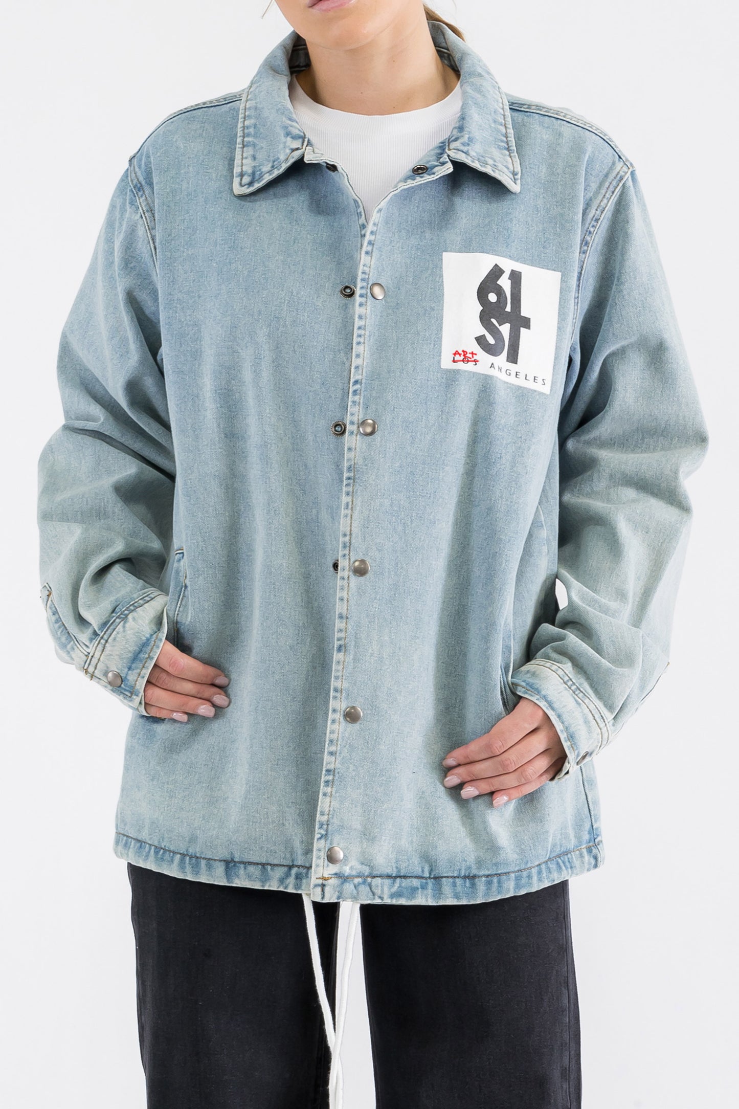 Skull Print W/Hand Painted Art Work Light Blue Denim Jacket