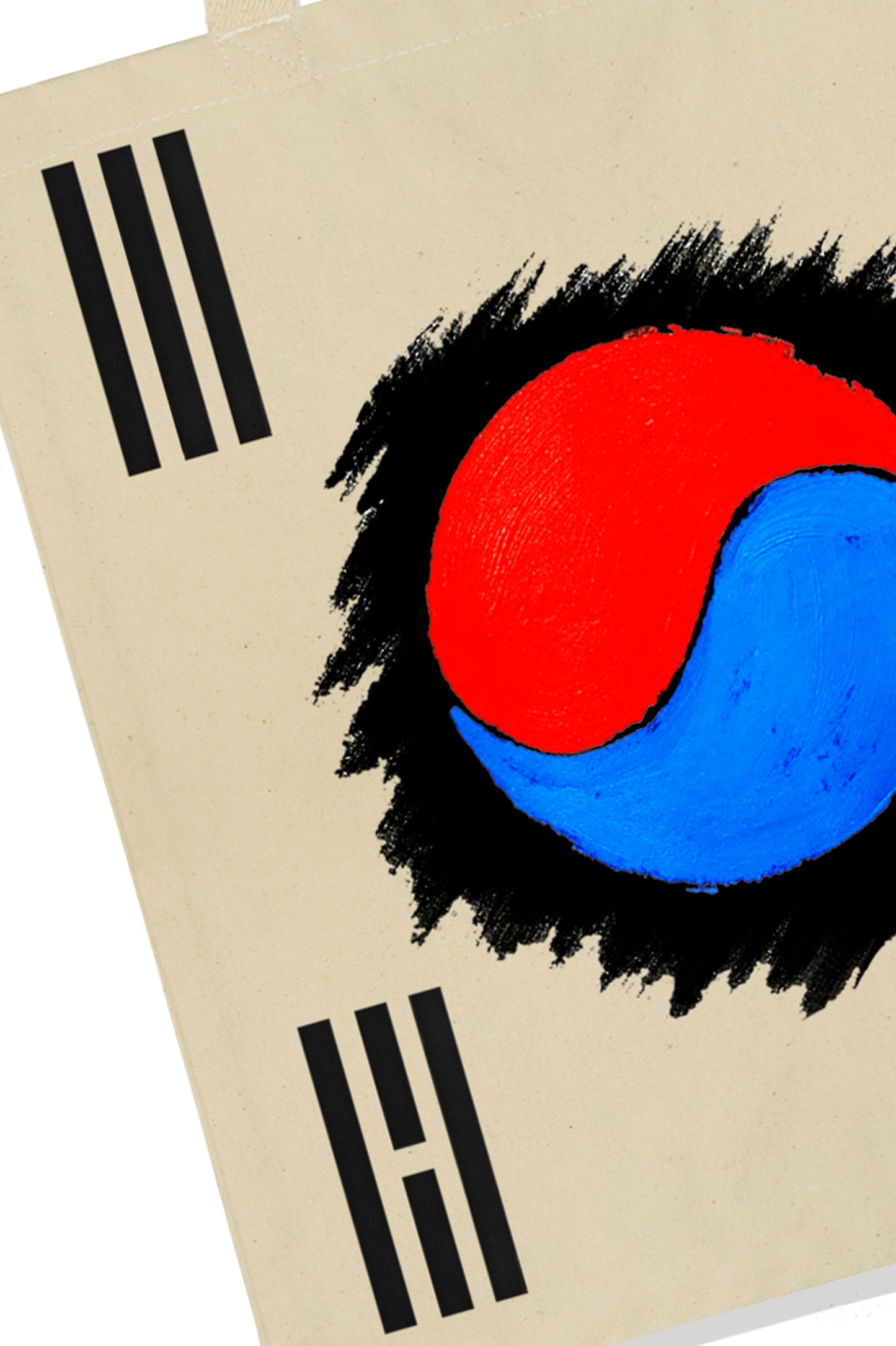 South Korea Flag Hand Painted Art Work Canvas Tote Bag