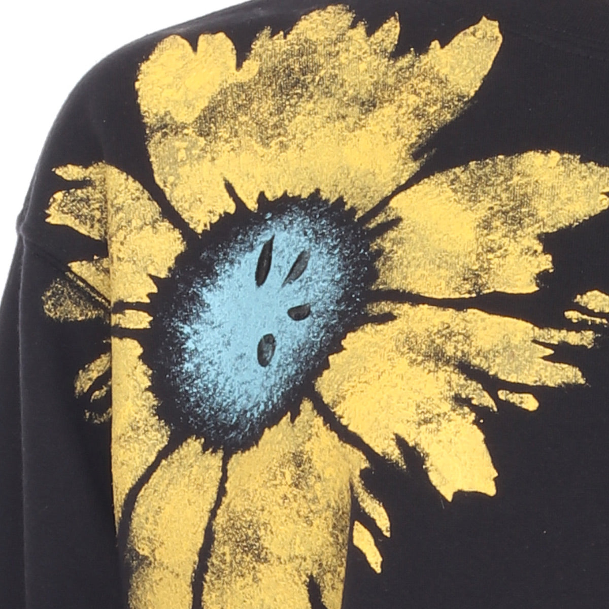 Multi Color Daisy Floral Hand Painted Hoodie Black