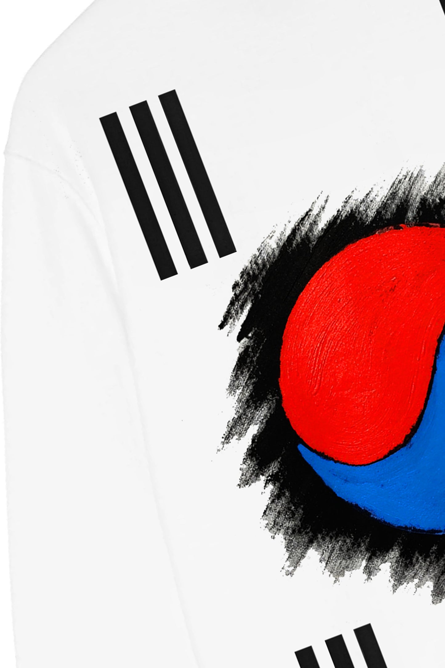 South Korea Flag Hand Painted Art Work Crew White