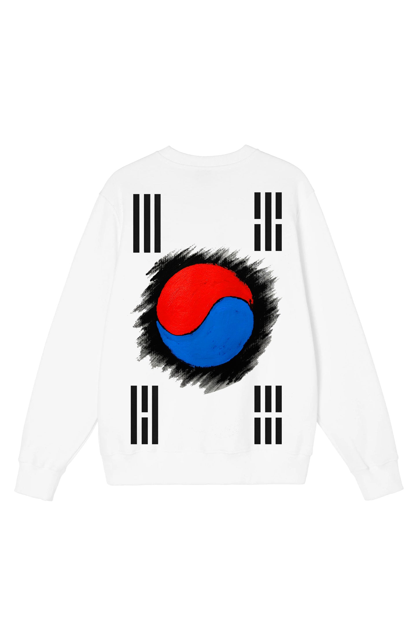 South Korea Flag Hand Painted Art Work Crew White