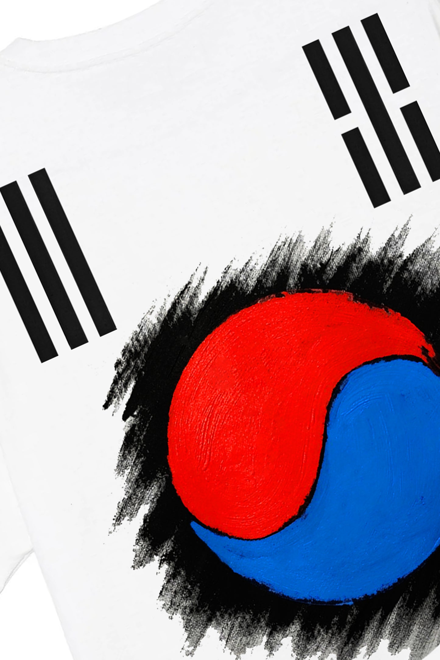 South Korea Flag Hand Painted Art Work Tee White