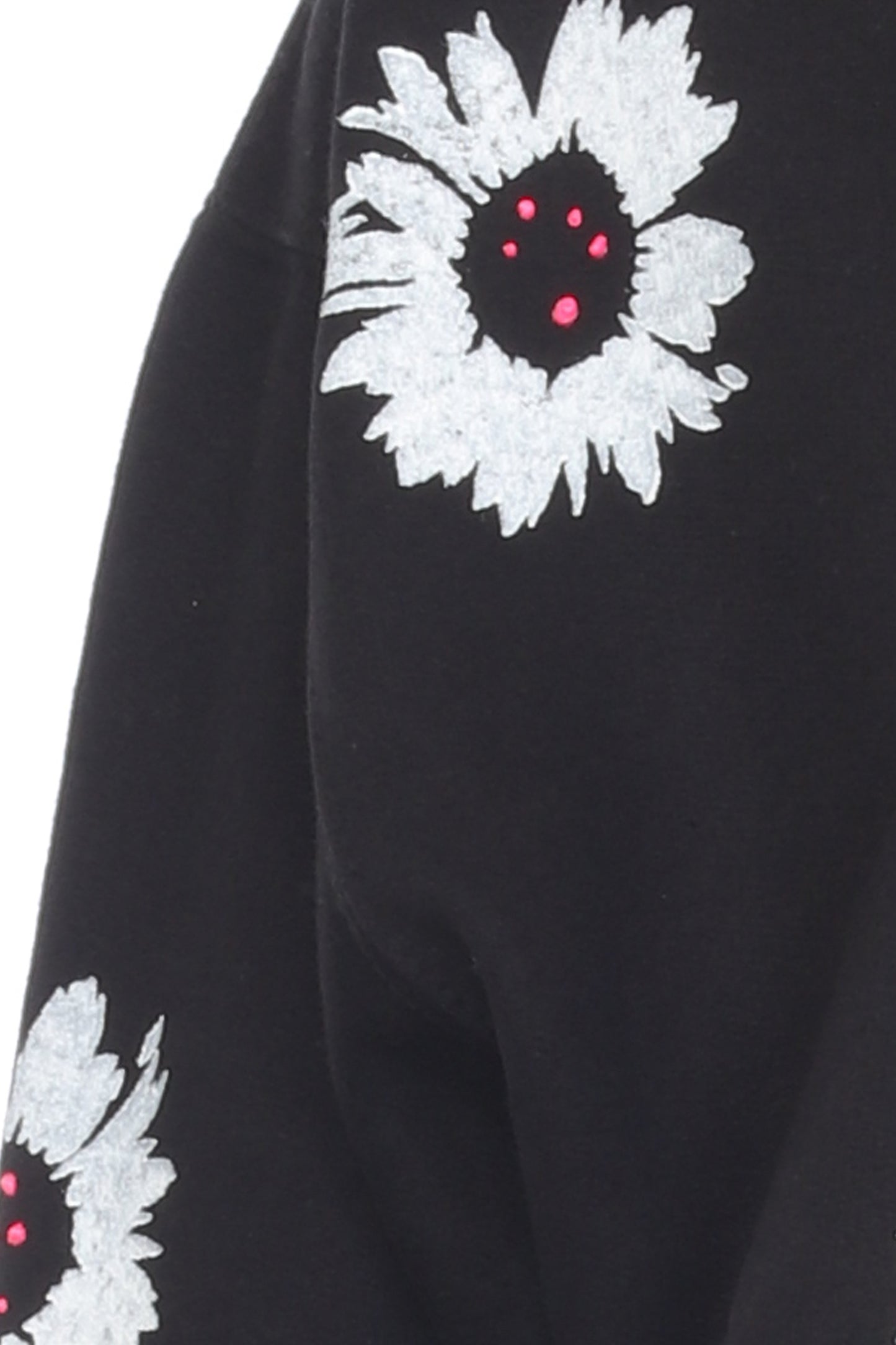 White Color Daisy Floral Hand Painted Crew Black