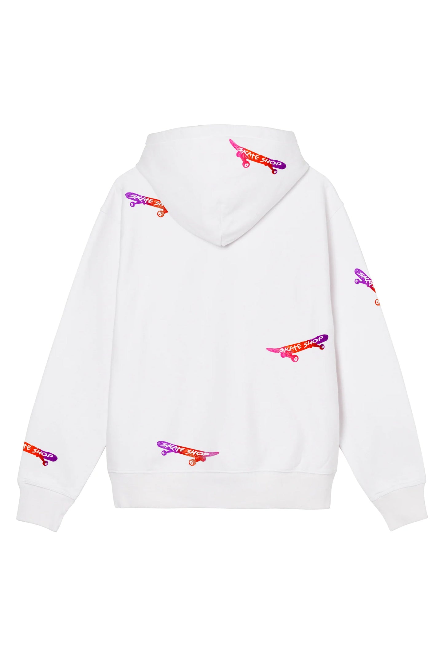 Skateboard Hand Painted Art Work Hoodie White - Multi