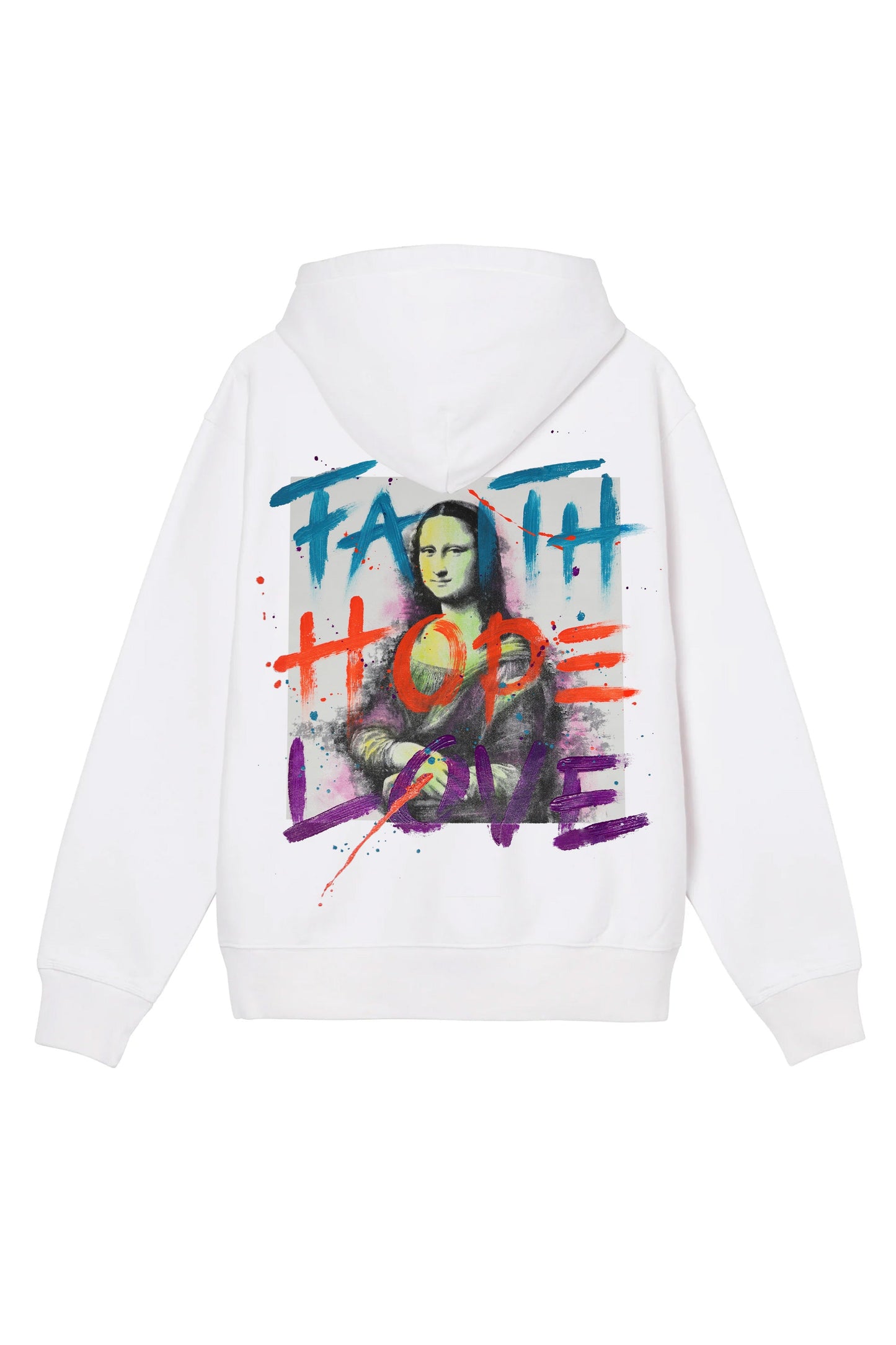 Monalisa Print W/Hand Painted Art Work Hoodie White