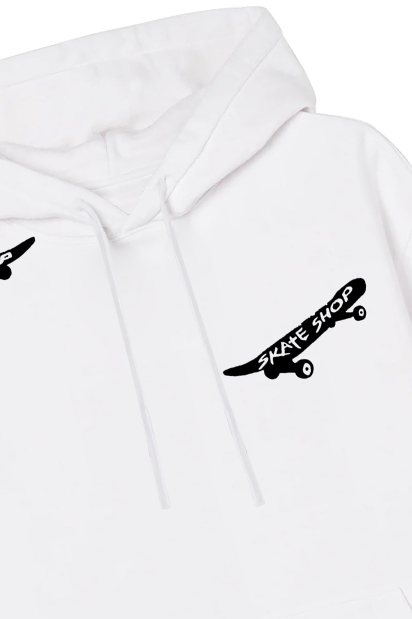 Skateboard Hand Painted Art Work Hoodie White - Black