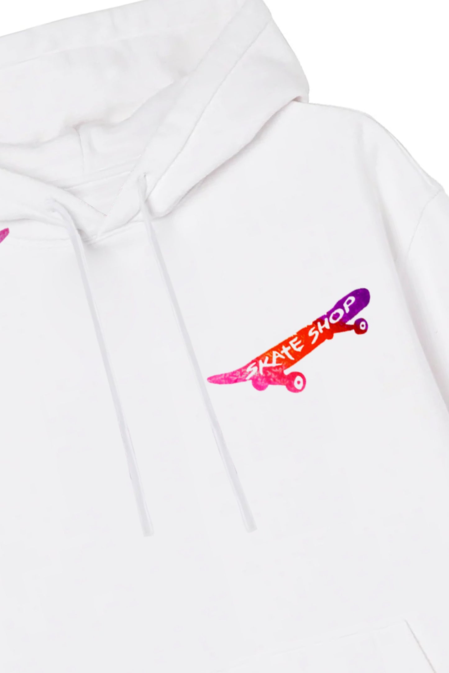 Skateboard Hand Painted Art Work Hoodie White - Multi