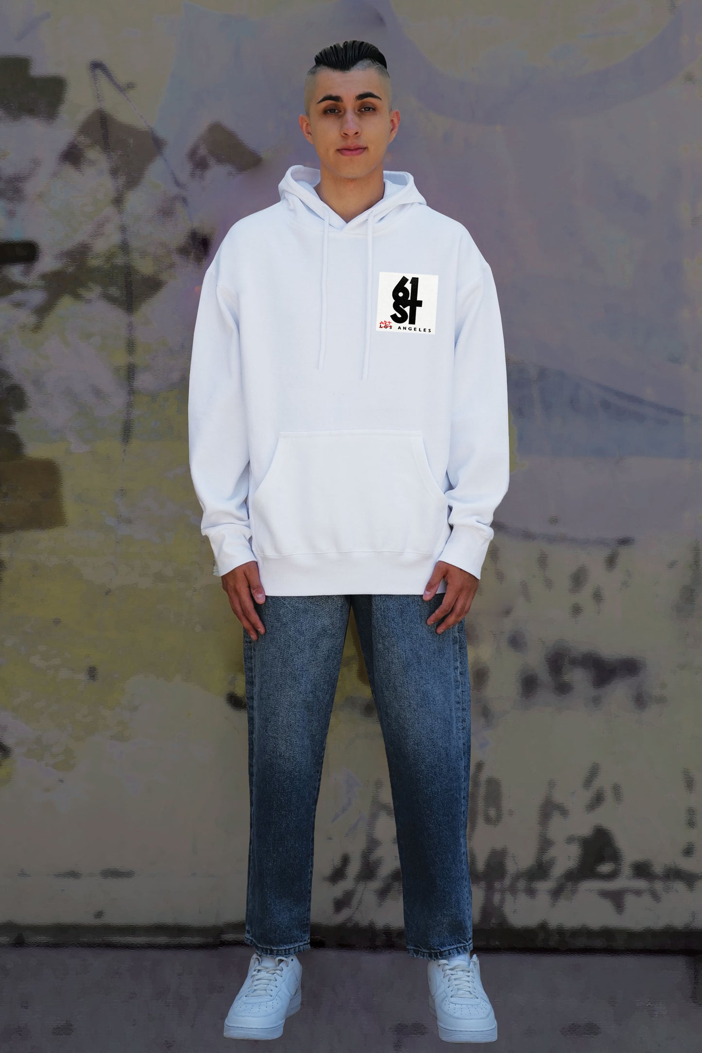 Monalisa Print W/Hand Painted Art Work Hoodie White