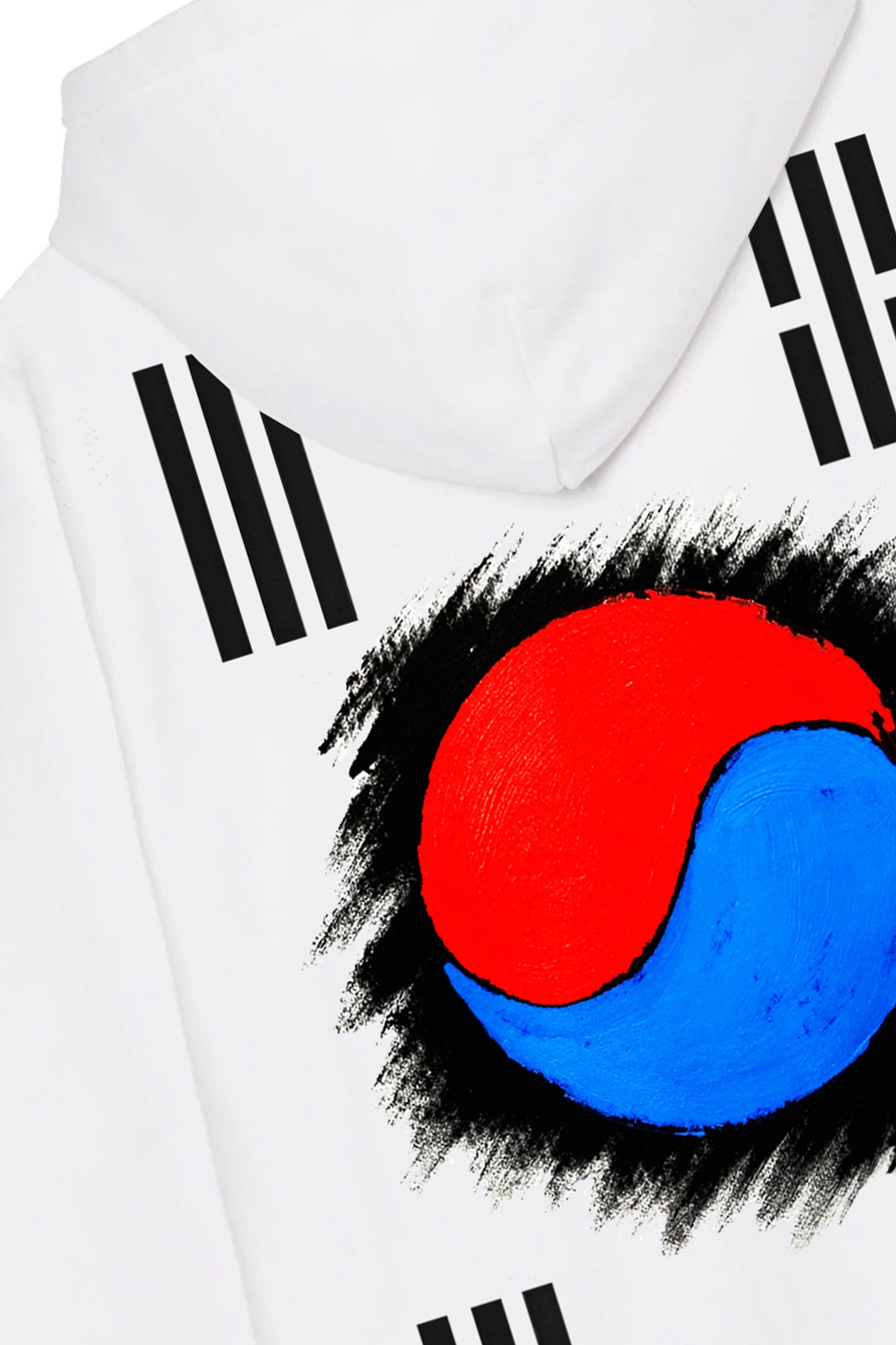 South Korea Flag Hand Painted Art Work Hoodie White