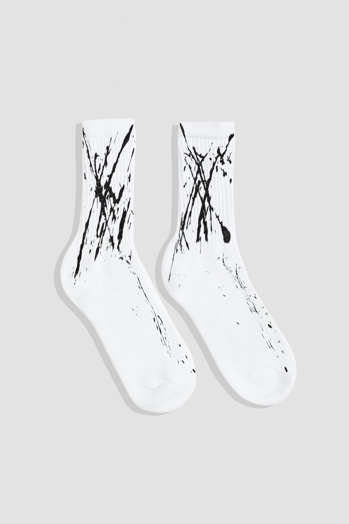 Hand Painted Socks White - Black