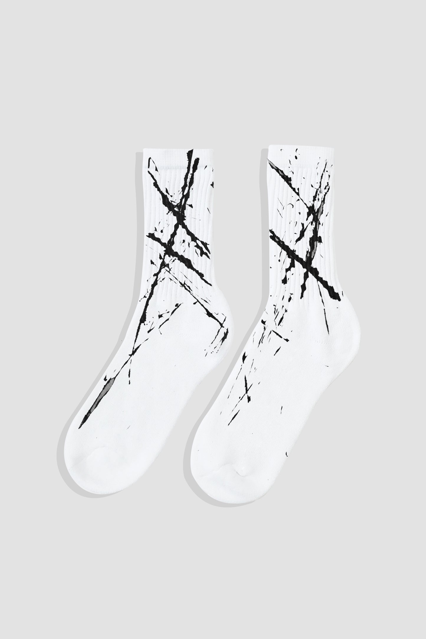 Hand Painted Socks White - Black