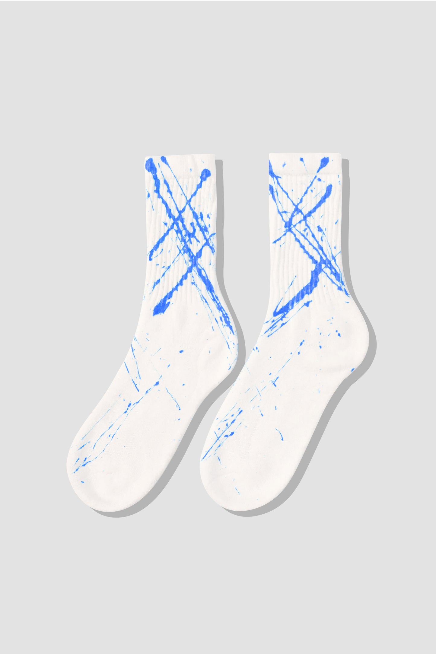 Hand Painted Socks White - Blue