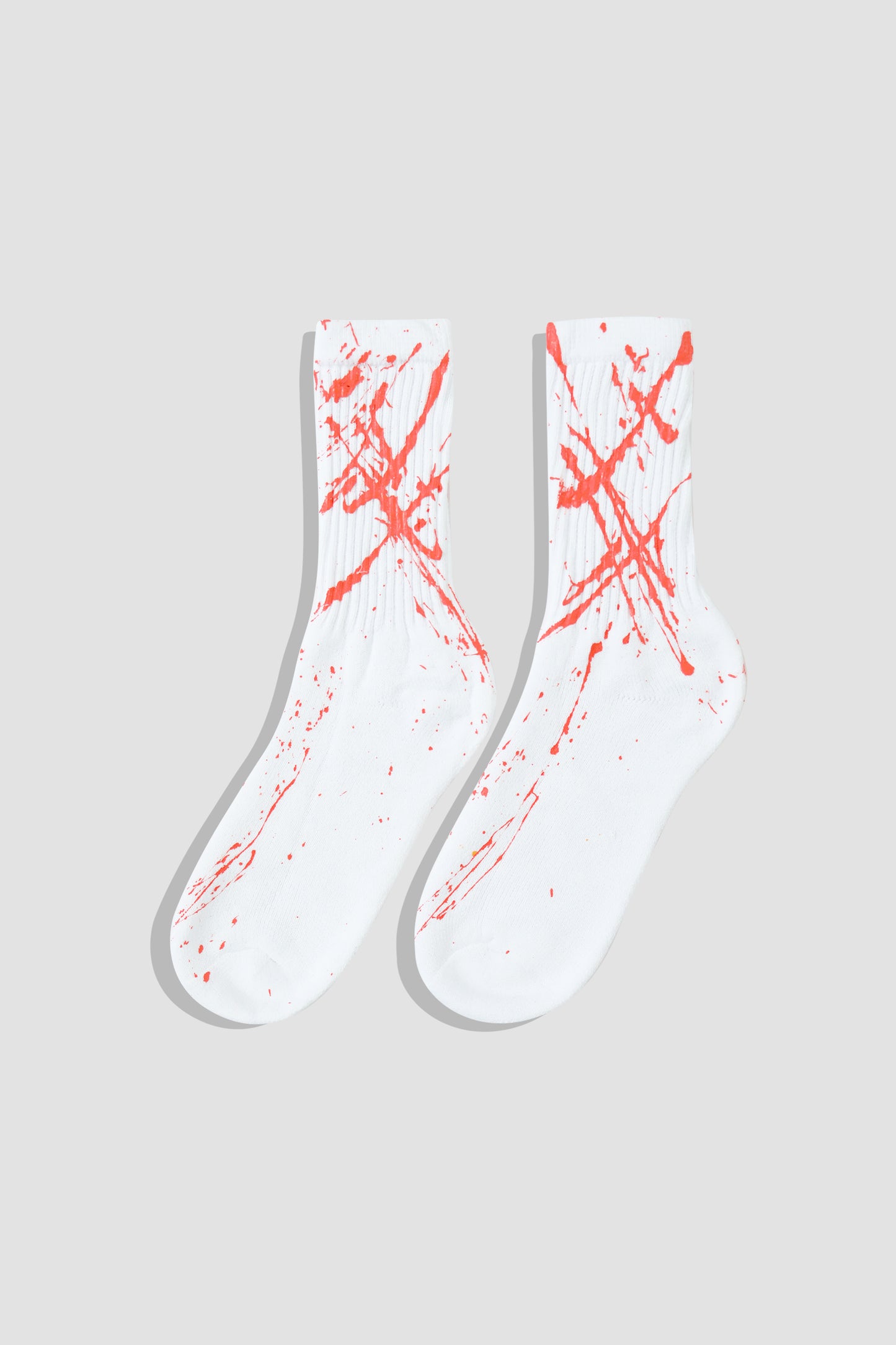 Hand Painted Socks White - Orange