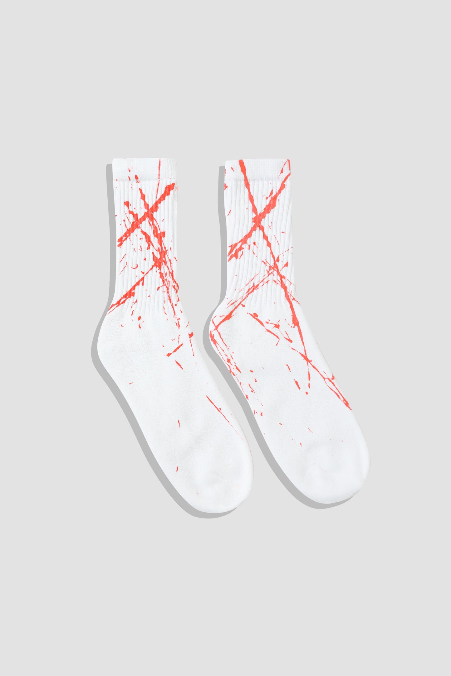 Hand Painted Socks White - Orange