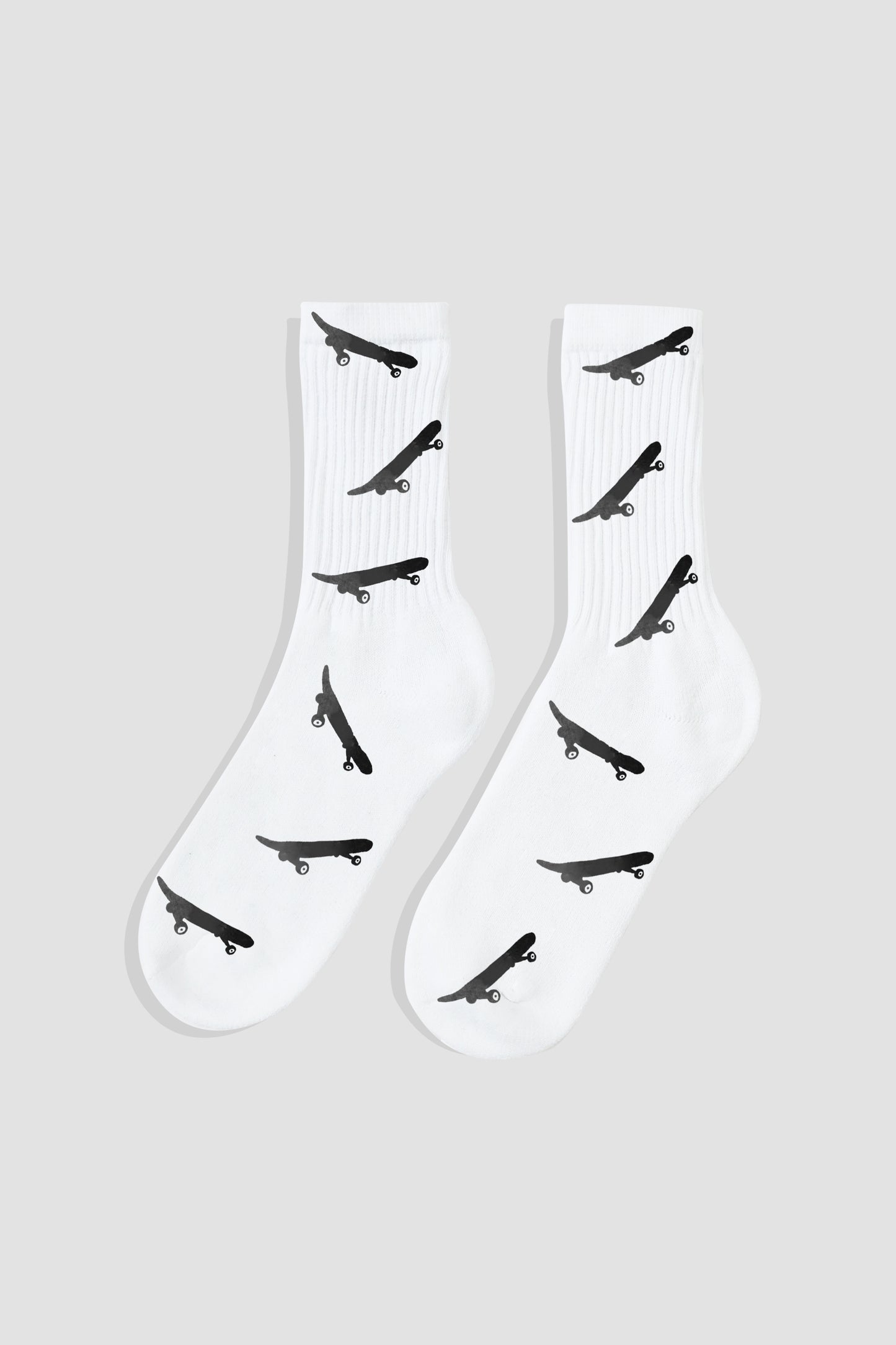 Skateboard Hand Painted Socks White