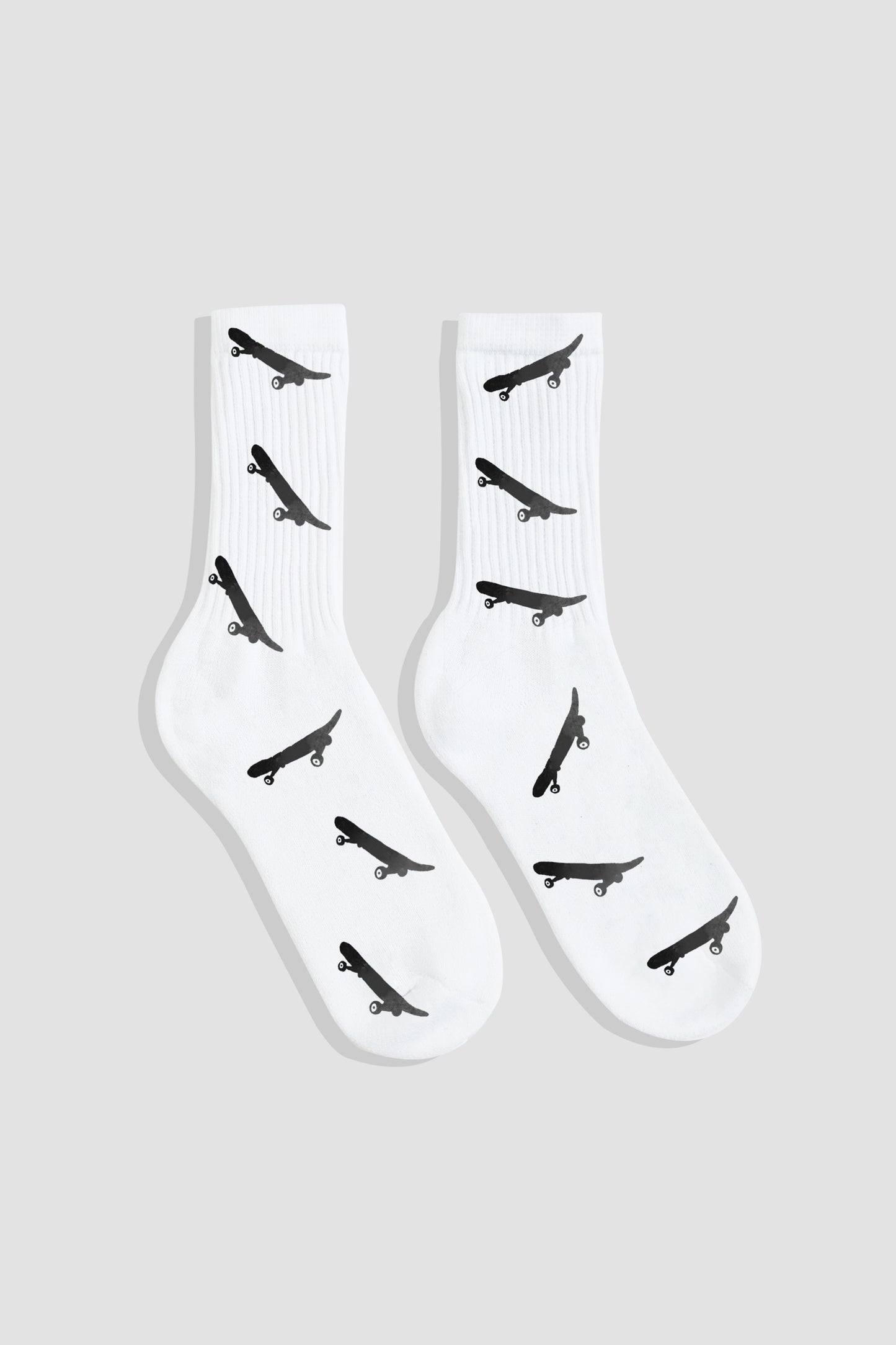 Skateboard Hand Painted Socks White