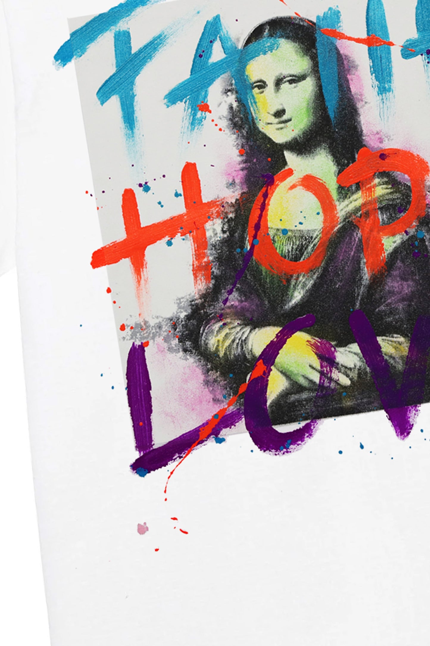 Monalisa Print W/Hand Painted Art Work Tee White